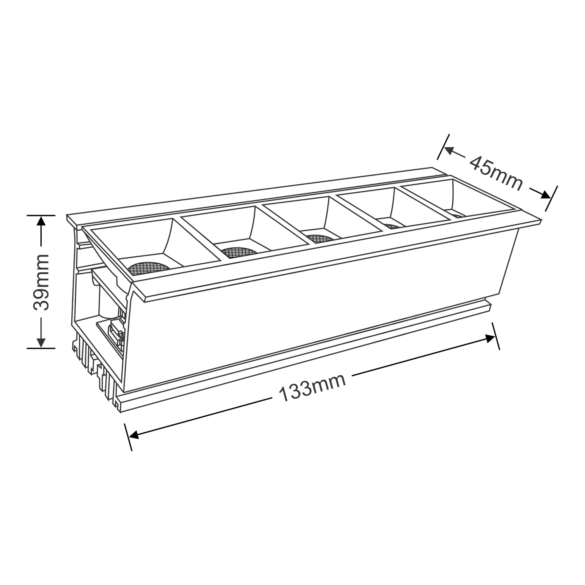 DX210055  Bline 5x1.2W Surface Linear LED 360lm 15° 3000K IP20
